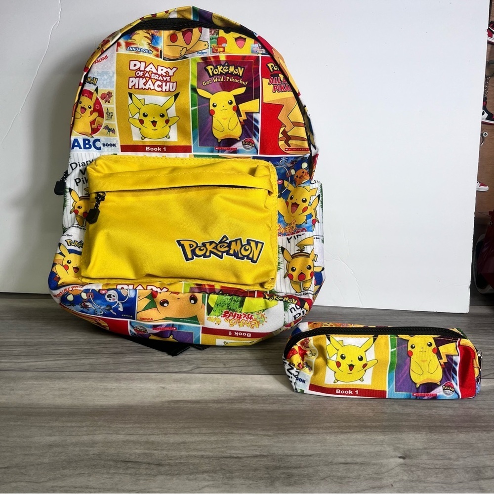 Pokémon‎ Pikachu Backpack w/ Pencil bag Kids School Cute Yellow